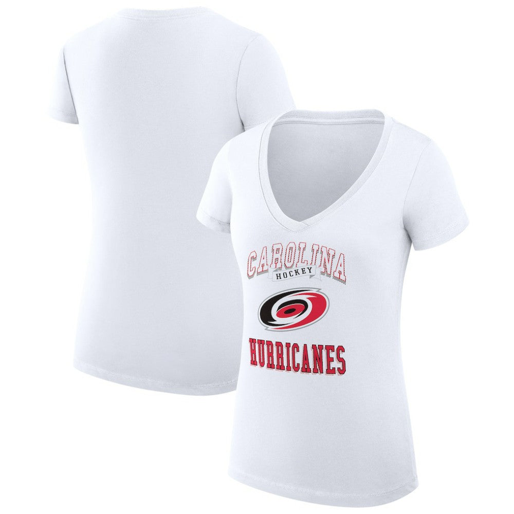 Carolina Hurricanes G-III 4Her by Carl Banks Women's Super-Slim Fit Lightweight Team Logo Graphic V-Neck T-Shirt White