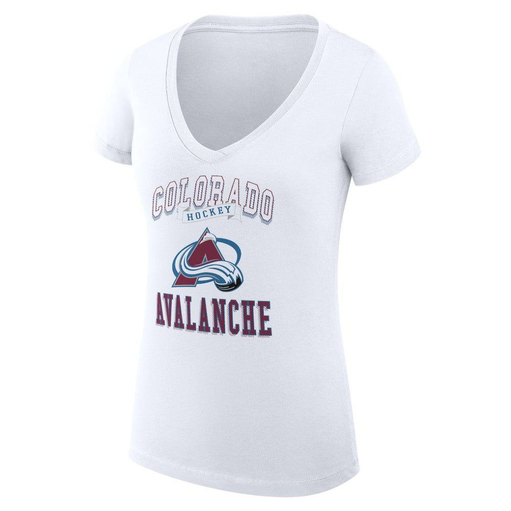 Colorado Avalanche G-III 4Her by Carl Banks Women's Super-Slim Fit Lightweight Team Logo Graphic V-Neck T-Shirt White