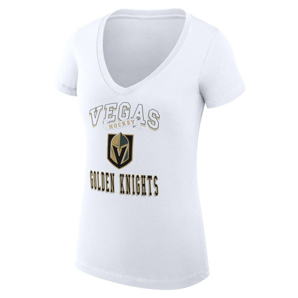 Vegas Golden Knights G-III 4Her by Carl Banks Women's Super-Slim Fit Lightweight Team Logo Graphic V-Neck T-Shirt White