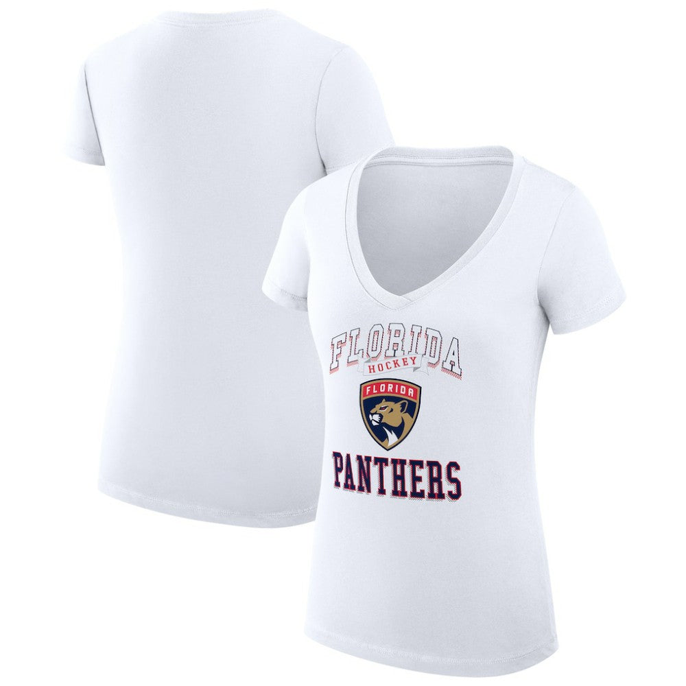 Florida Panthers G-III 4Her by Carl Banks Women's Super-Slim Fit Lightweight Team Logo Graphic V-Neck T-Shirt White