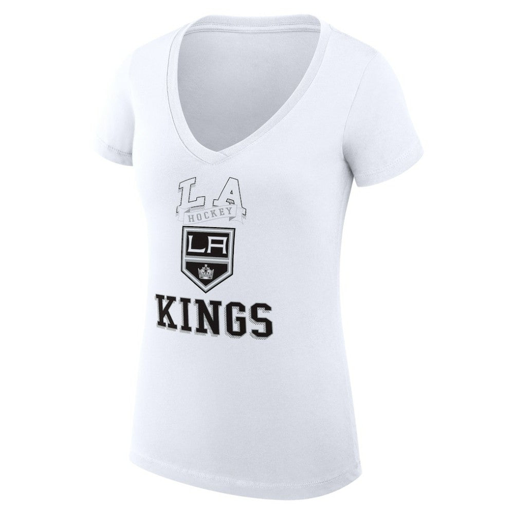 Los Angeles Kings G-III 4Her by Carl Banks Women's Super-Slim Fit Lightweight Team Logo Graphic V-Neck T-Shirt White