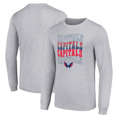 Washington Capitals Starter Four Team Name Logo Long Sleeve Graphic T-Shirt Heather Gray