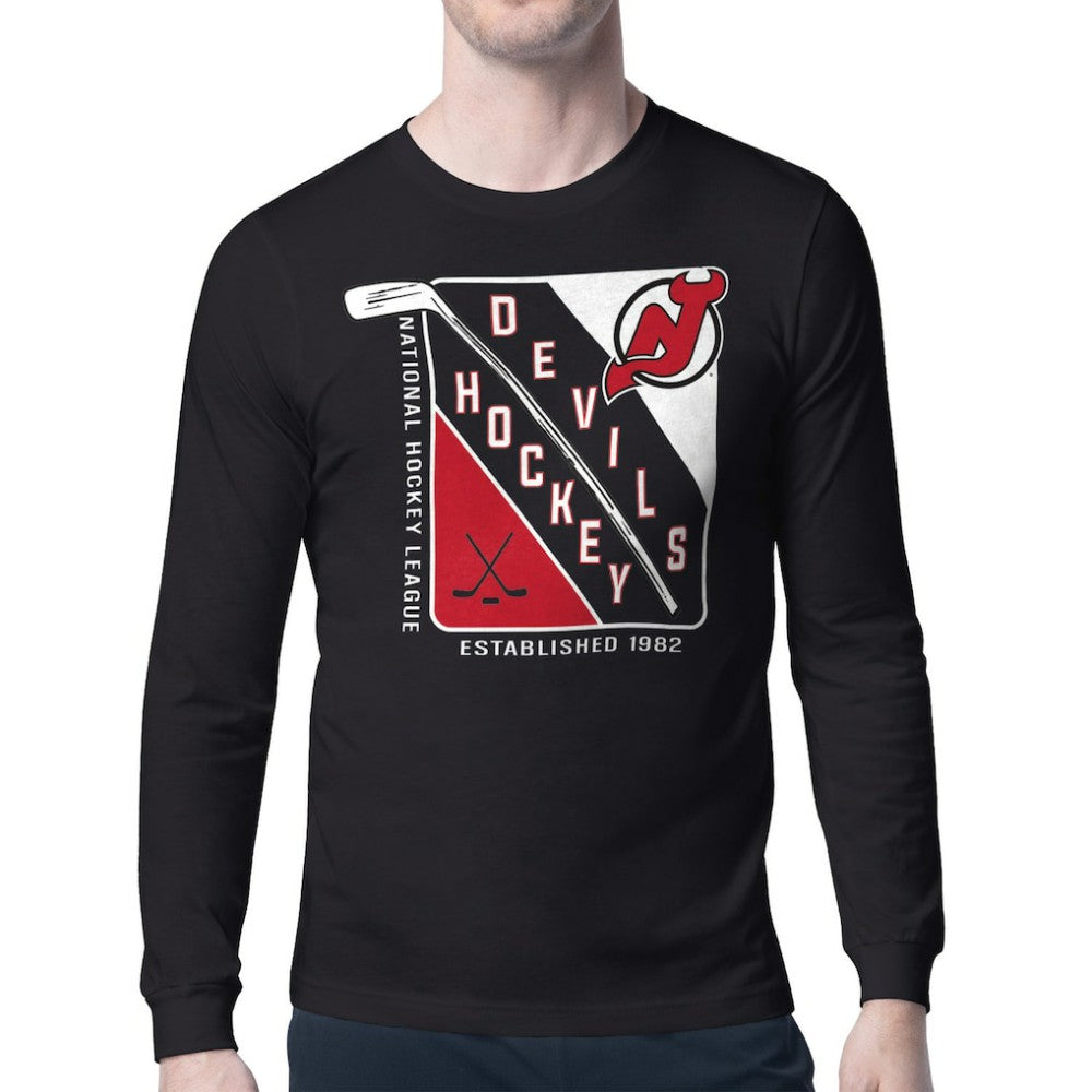 New Jersey Devils Starter Shield Long Sleeve Graphic T-Shirt Black