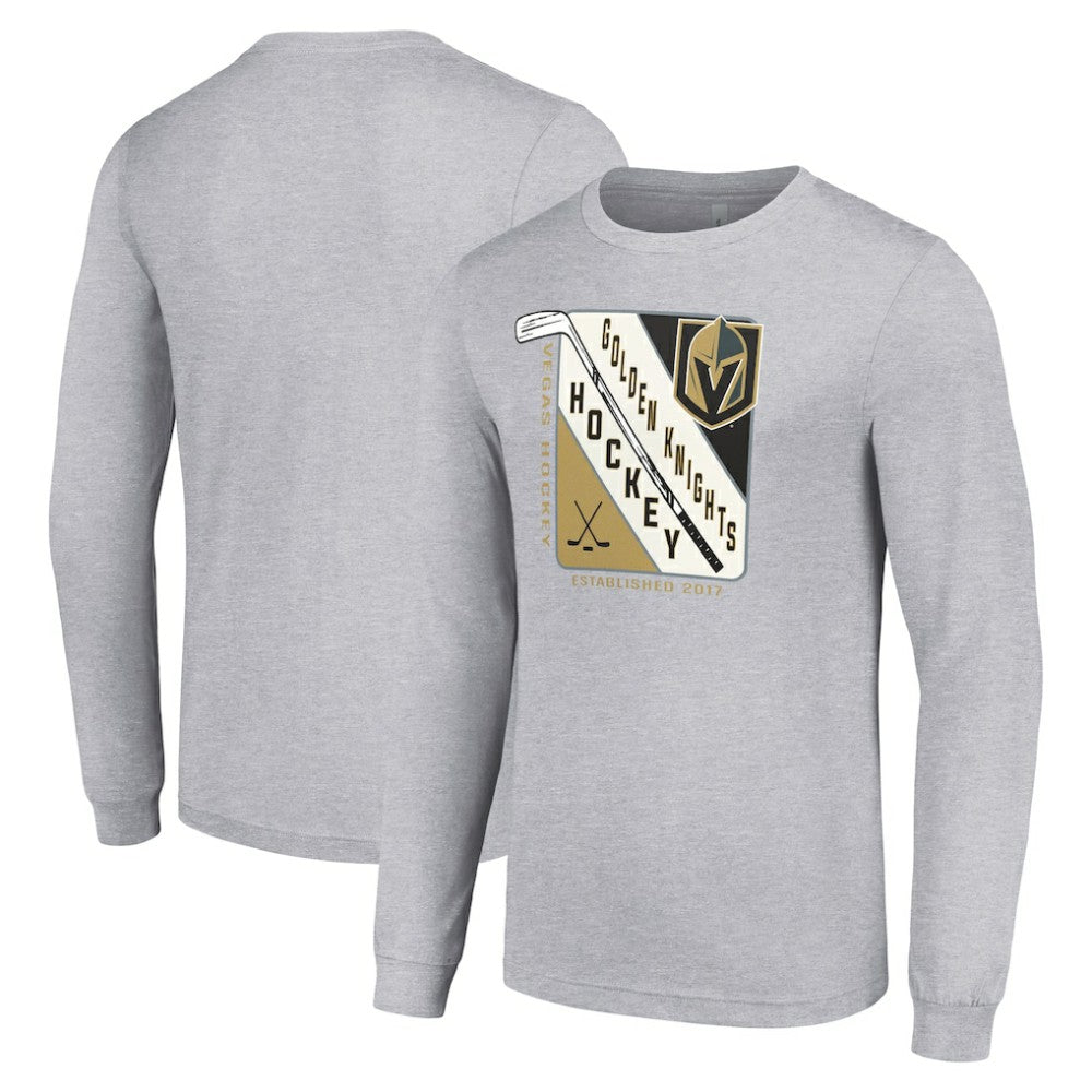 Vegas Golden Knights Starter Shield Long Sleeve Graphic T-Shirt Heather Gray