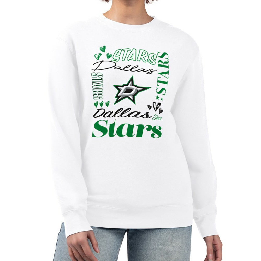 Dallas Stars G-III 4Her by Carl Banks Women's Collage Graphic Fleece Long Sleeve Pullover Sweatshirt White