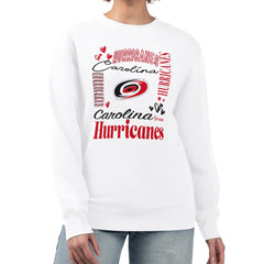Carolina Hurricanes G-III 4Her by Carl Banks Women's Collage Graphic Fleece Long Sleeve Pullover Sweatshirt White
