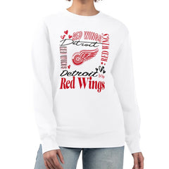 Detroit Red Wings G-III 4Her by Carl Banks Women's Collage Graphic Fleece Long Sleeve Pullover Sweatshirt White