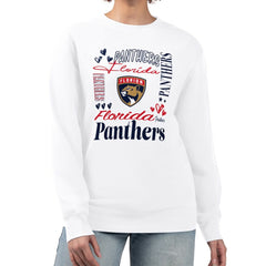 Florida Panthers G-III 4Her by Carl Banks Women's Collage Graphic Fleece Long Sleeve Pullover Sweatshirt White