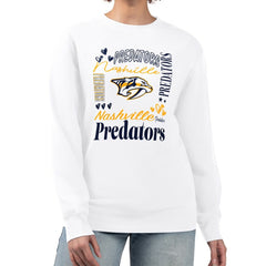 Nashville Predators G-III 4Her by Carl Banks Women's Collage Graphic Fleece Long Sleeve Pullover Sweatshirt White