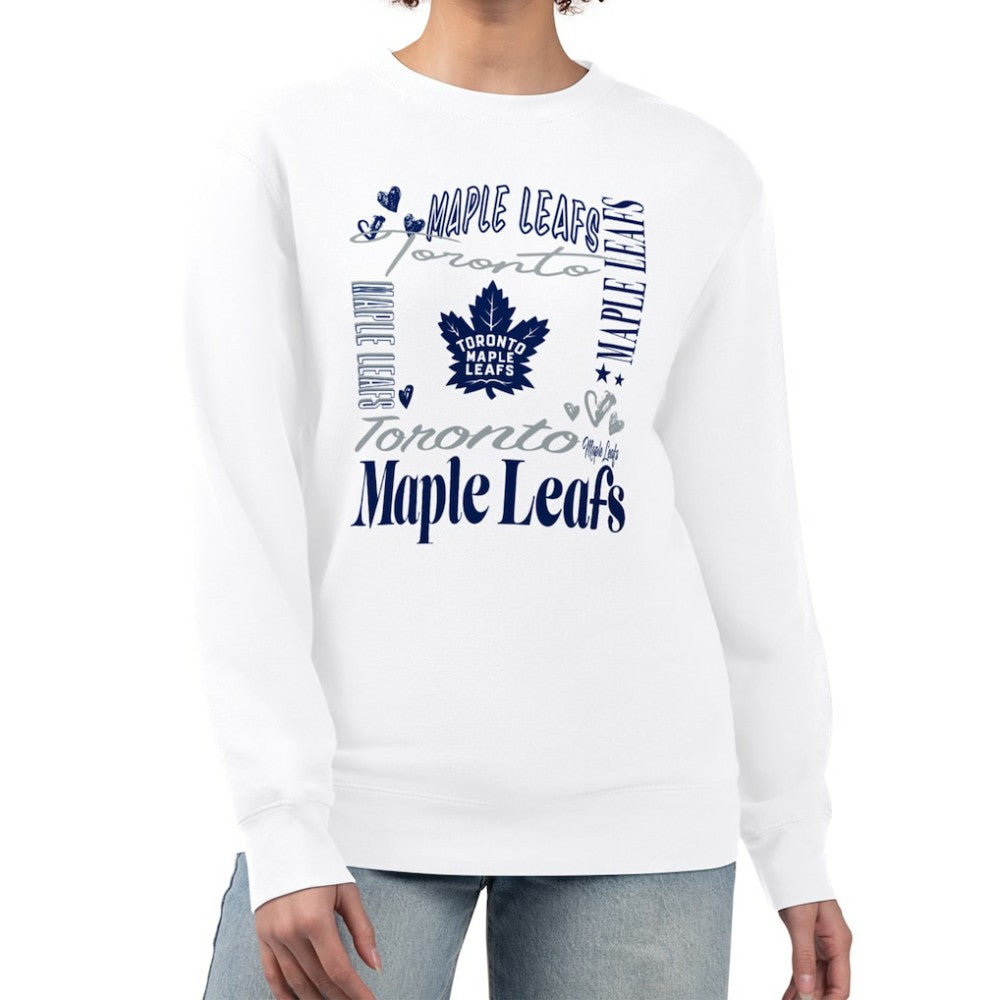 Toronto Maple Leafs G-III 4Her by Carl Banks Women's Collage Graphic Fleece Long Sleeve Pullover Sweatshirt White