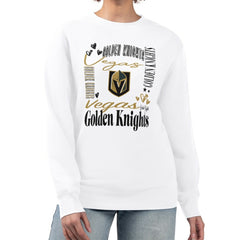 Vegas Golden Knights G-III 4Her by Carl Banks Women's Collage Graphic Fleece Long Sleeve Pullover Sweatshirt White