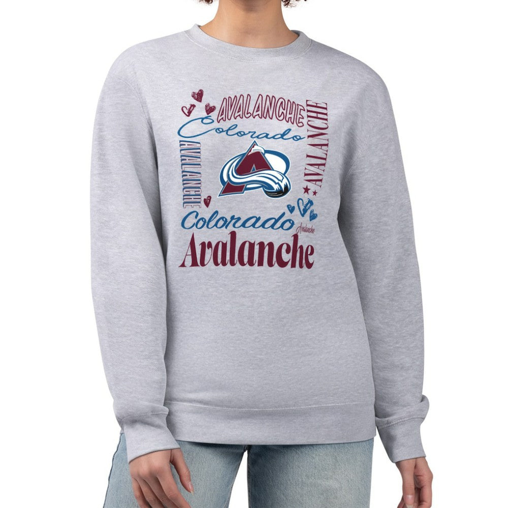 Colorado Avalanche G-III 4Her by Carl Banks Women's Collage Graphic Fleece Long Sleeve Pullover Sweatshirt Heather Gray