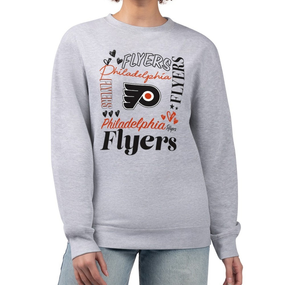 Philadelphia Flyers G-III 4Her by Carl Banks Women's Collage Graphic Fleece Long Sleeve Pullover Sweatshirt Heather Gray