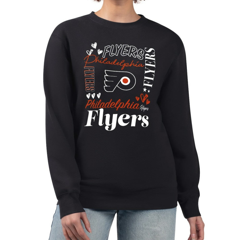Philadelphia Flyers G-III 4Her by Carl Banks Women's Collage Graphic Fleece Long Sleeve Pullover Sweatshirt Black