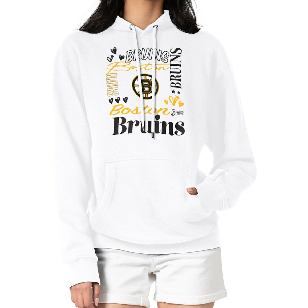 Boston Bruins G-III 4Her by Carl Banks Women's Collage Team Graphic Tri-Blend Fleece Pullover Hoodie White