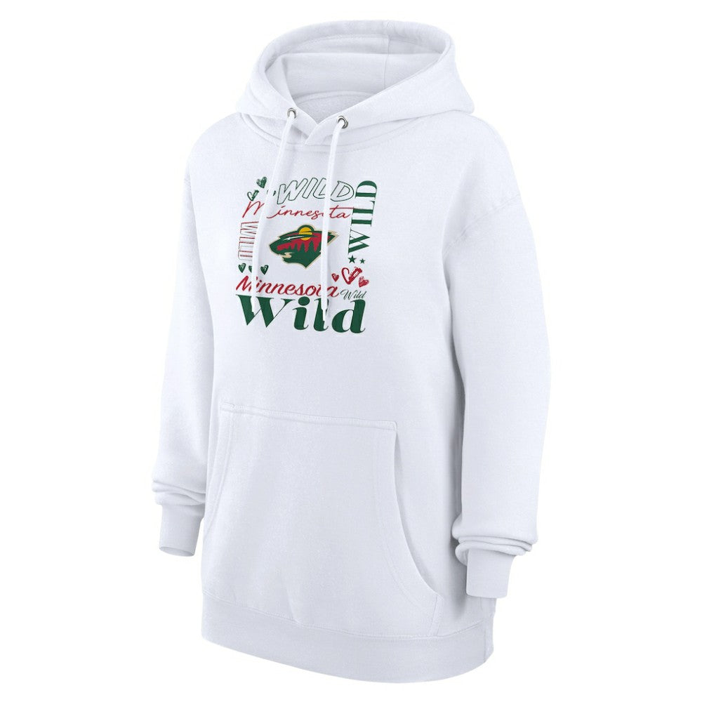 Minnesota Wild G-III 4Her by Carl Banks Women's Collage Team Graphic Tri-Blend Fleece Pullover Hoodie White