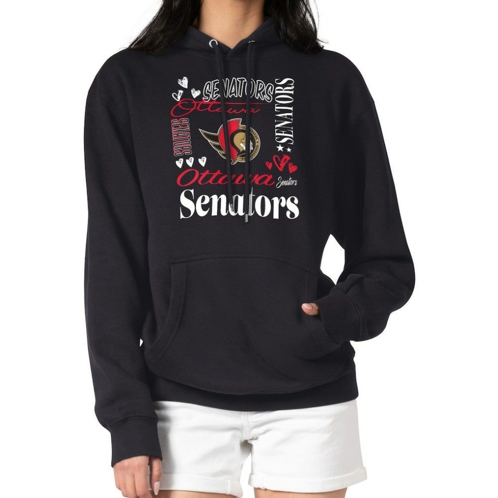 Ottawa Senators G-III 4Her by Carl Banks Women's Collage Team Graphic Tri-Blend Fleece Pullover Hoodie Black