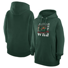 Minnesota Wild G-III 4Her by Carl Banks Women's Collage Team Graphic Tri-Blend Fleece Pullover Hoodie Olive