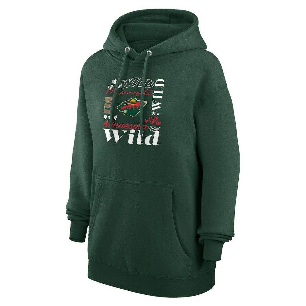 Minnesota Wild G-III 4Her by Carl Banks Women's Collage Team Graphic Tri-Blend Fleece Pullover Hoodie Olive