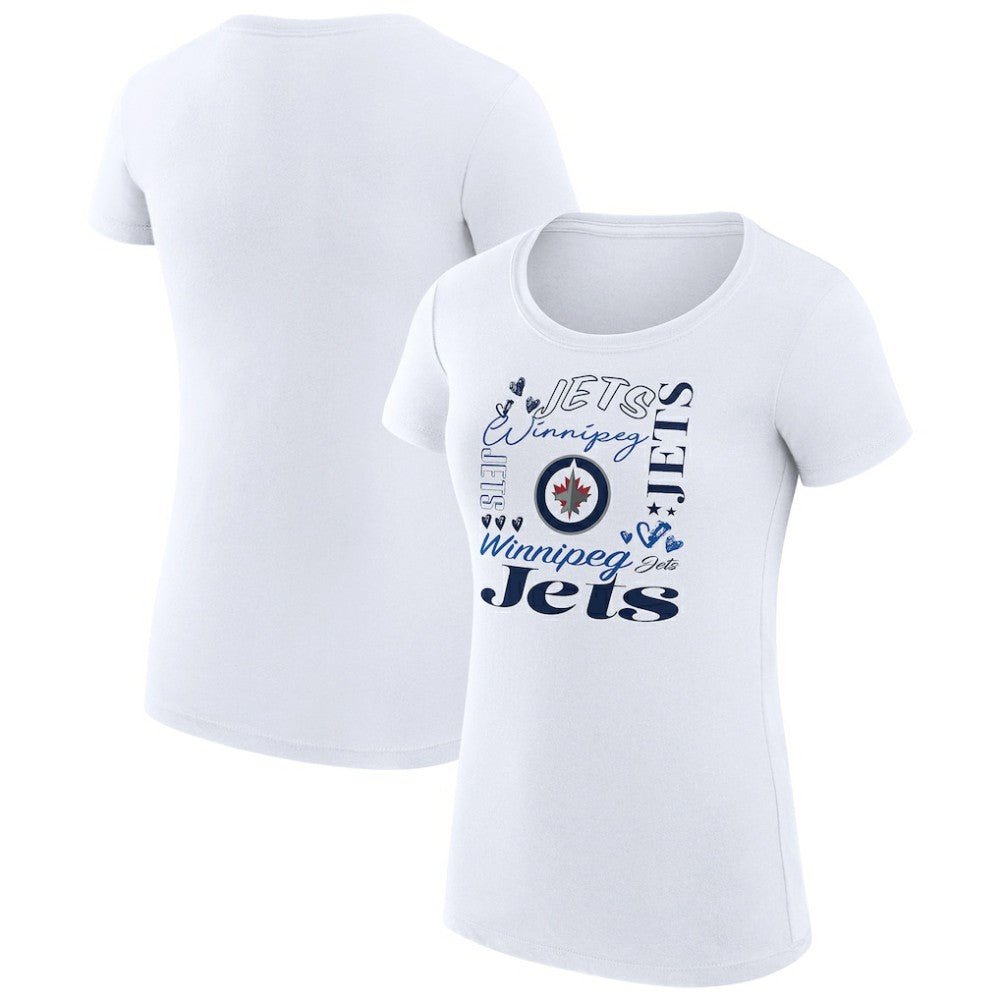 Winnipeg Jets G-III 4Her by Carl Banks Women's Super-Slim Fit Lightweight Collage Team Graphic T-Shirt White
