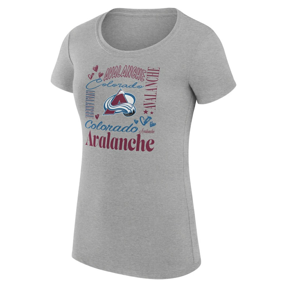 Colorado Avalanche G-III 4Her by Carl Banks Women's Super-Slim Fit Lightweight Collage Team Graphic T-Shirt Heather Gray