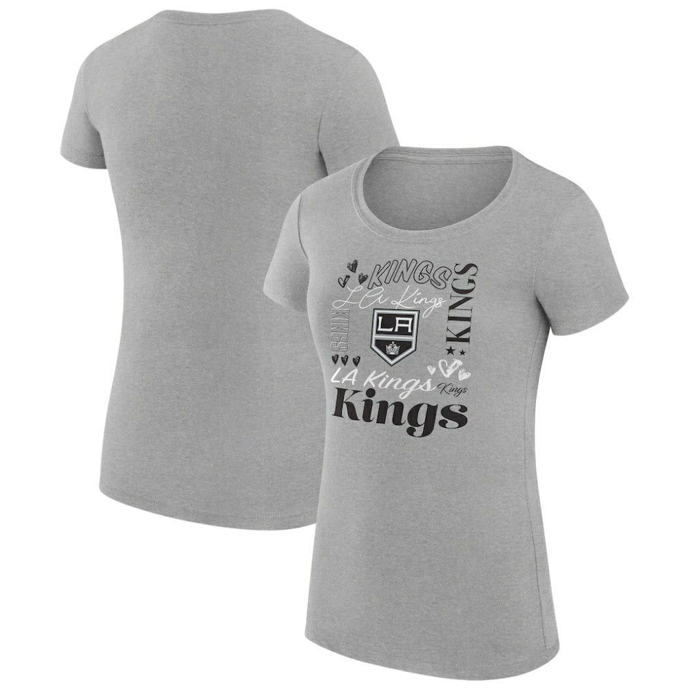 Los Angeles Kings G-III 4Her by Carl Banks Women's Super-Slim Fit Lightweight Collage Team Graphic T-Shirt Heather Gray