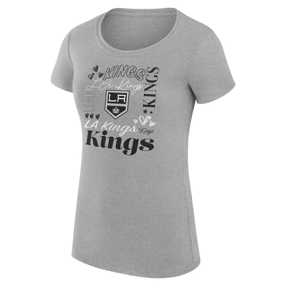 Los Angeles Kings G-III 4Her by Carl Banks Women's Super-Slim Fit Lightweight Collage Team Graphic T-Shirt Heather Gray