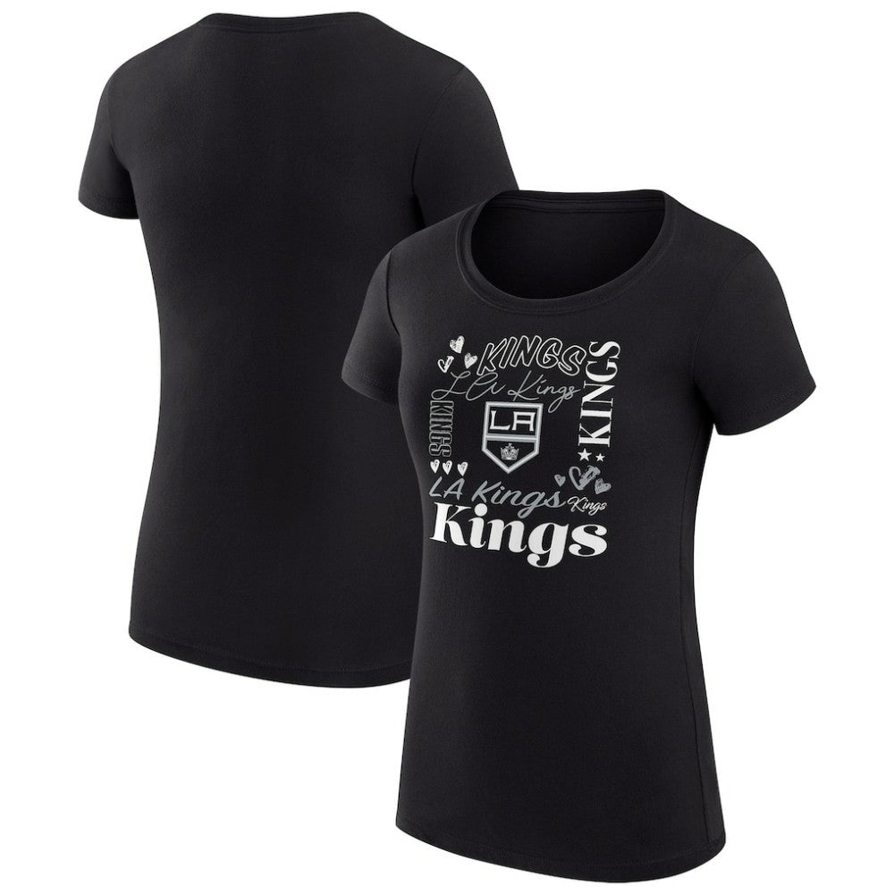 Los Angeles Kings G-III 4Her by Carl Banks Women's Super-Slim Fit Lightweight Collage Team Graphic T-Shirt Black