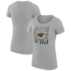 Minnesota Wild G-III 4Her by Carl Banks Women's Super-Slim Fit Lightweight Collage Team Graphic T-Shirt Heather Gray