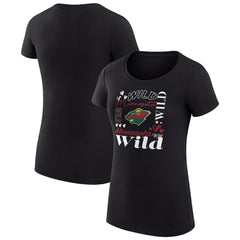 Minnesota Wild G-III 4Her by Carl Banks Women's Super-Slim Fit Lightweight Collage Team Graphic T-Shirt Black