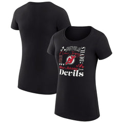 New Jersey Devils G-III 4Her by Carl Banks Women's Super-Slim Fit Lightweight Collage Team Graphic T-Shirt Black