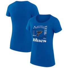 St. Louis Blues G-III 4Her by Carl Banks Women's Super-Slim Fit Lightweight Collage Team Graphic T-Shirt Blue