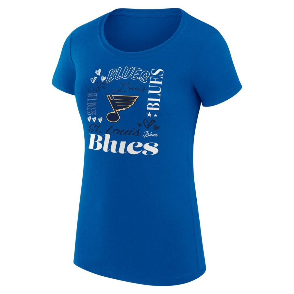 St. Louis Blues G-III 4Her by Carl Banks Women's Super-Slim Fit Lightweight Collage Team Graphic T-Shirt Blue
