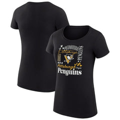 Pittsburgh Penguins G-III 4Her by Carl Banks Women's Super-Slim Fit Lightweight Collage Team Graphic T-Shirt Black