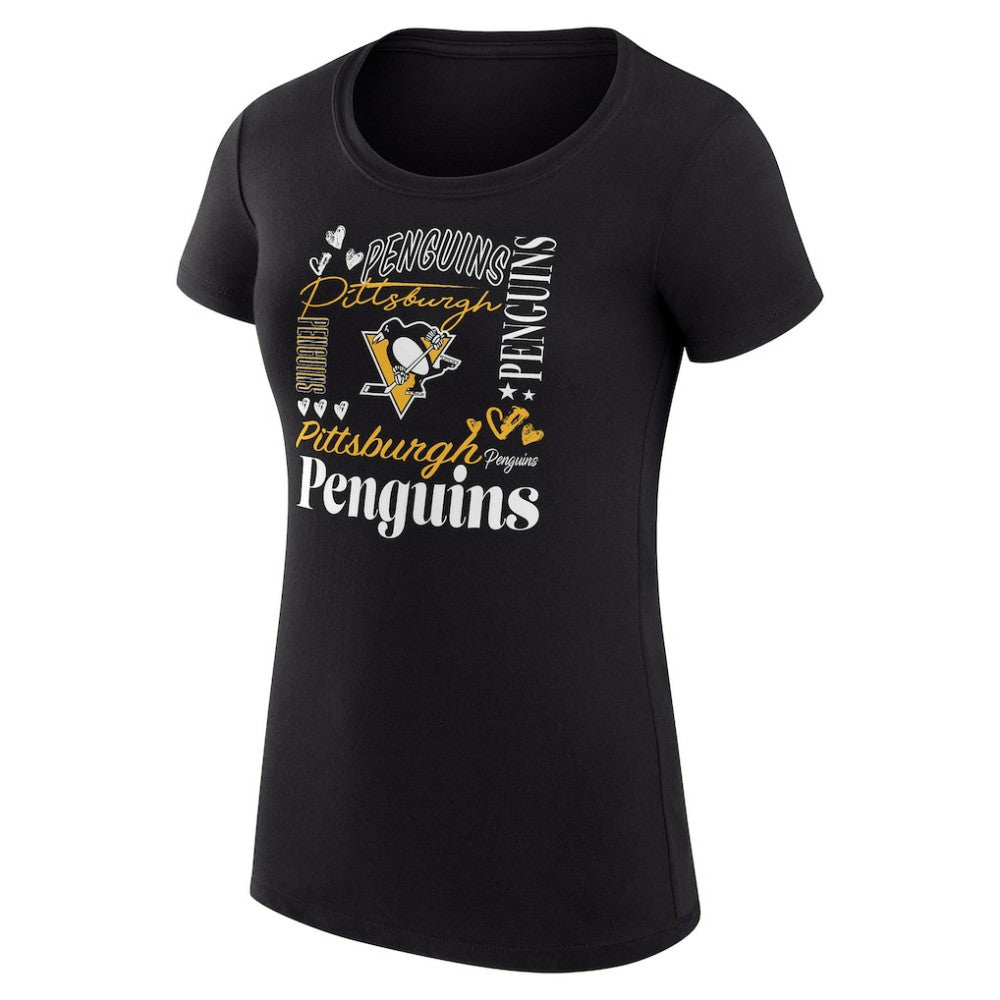 Pittsburgh Penguins G-III 4Her by Carl Banks Women's Super-Slim Fit Lightweight Collage Team Graphic T-Shirt Black