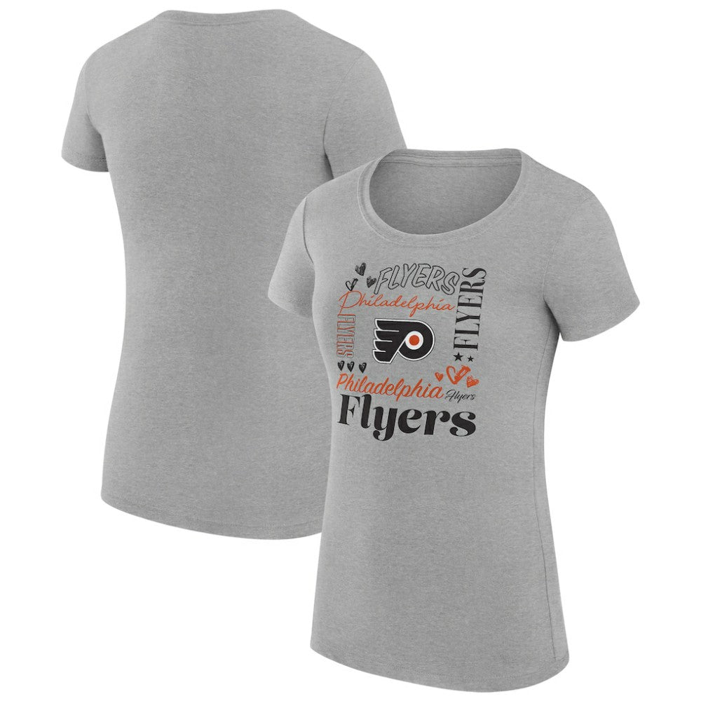 Philadelphia Flyers G-III 4Her by Carl Banks Women's Super-Slim Fit Lightweight Collage Team Graphic T-Shirt Heather Gray