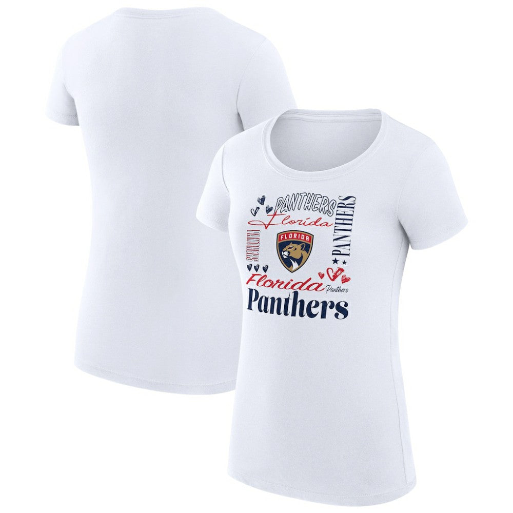 Florida Panthers G-III 4Her by Carl Banks Women's Super-Slim Fit Lightweight Collage Team Graphic T-Shirt White
