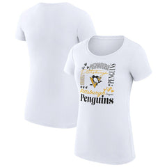 Pittsburgh Penguins G-III 4Her by Carl Banks Women's Super-Slim Fit Lightweight Collage Team Graphic T-Shirt White