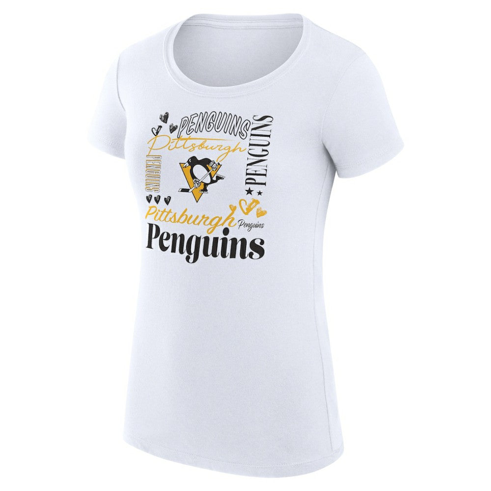 Pittsburgh Penguins G-III 4Her by Carl Banks Women's Super-Slim Fit Lightweight Collage Team Graphic T-Shirt White