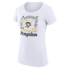 Pittsburgh Penguins G-III 4Her by Carl Banks Women's Super-Slim Fit Lightweight Collage Team Graphic T-Shirt White