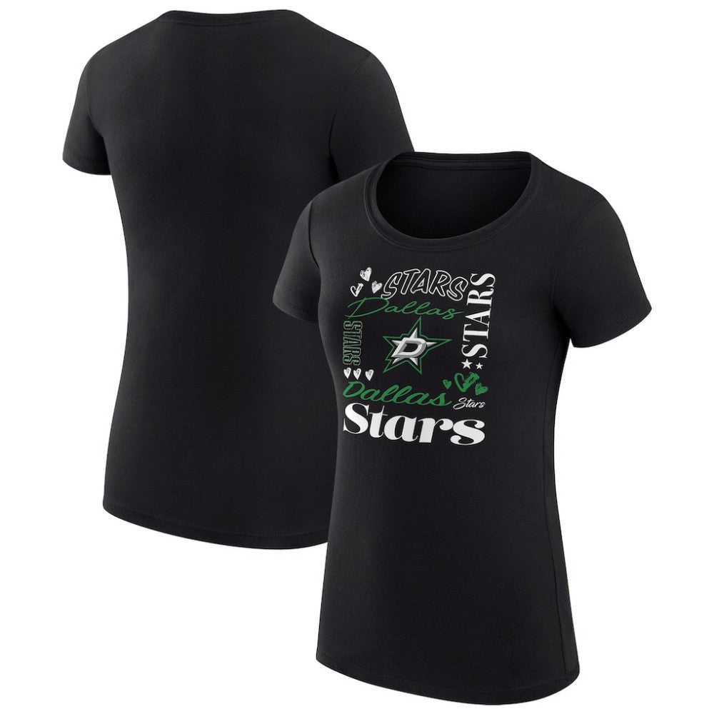 Dallas Stars G-III 4Her by Carl Banks Women's Super-Slim Fit Lightweight Collage Team Graphic T-Shirt Black