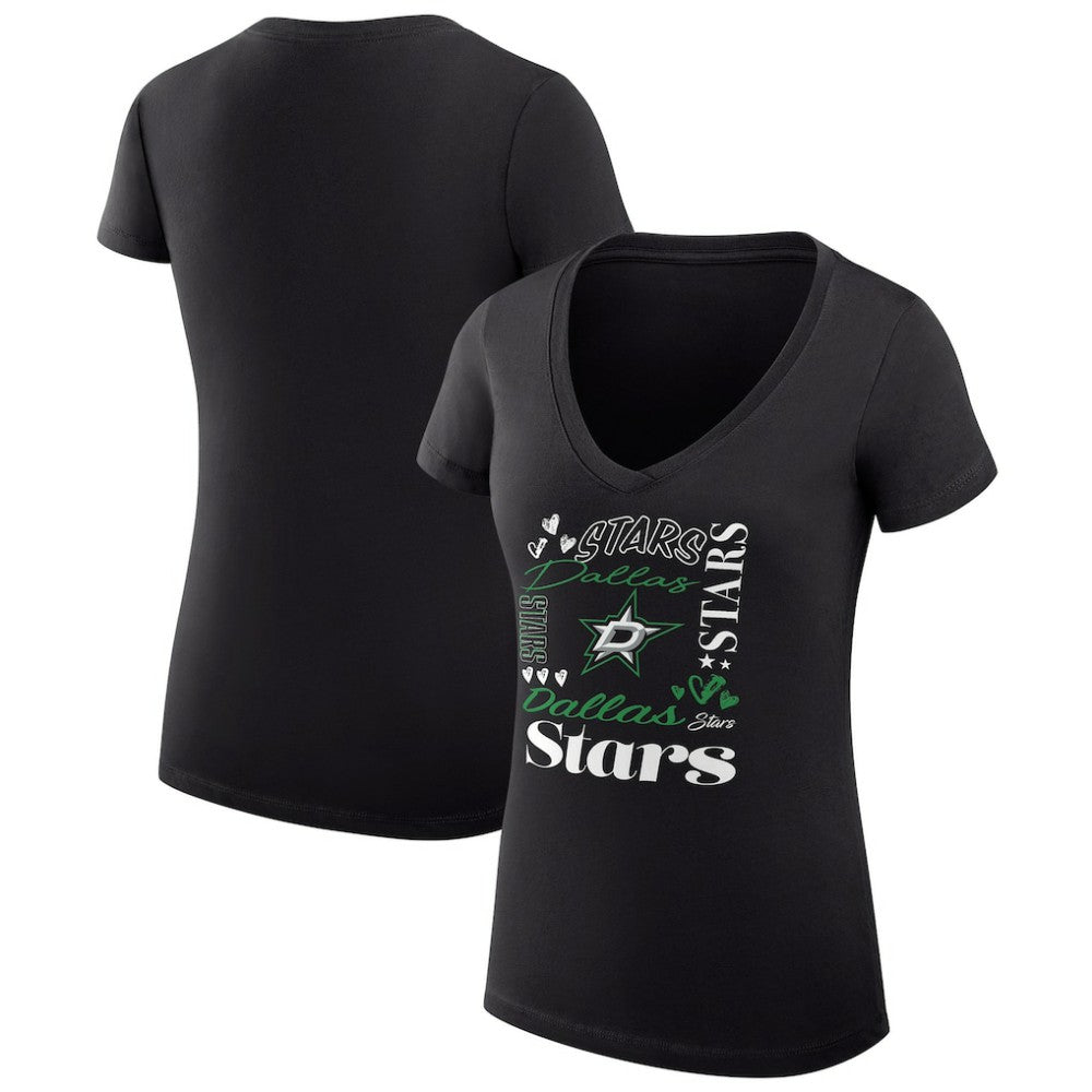 Dallas Stars G-III 4Her by Carl Banks Women's Super-Slim Fit Lightweight Collage Team Graphic T-Shirt Black
