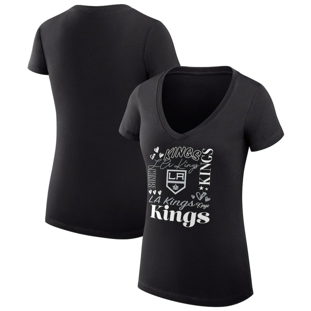 Los Angeles Kings G-III 4Her by Carl Banks Women's Super-Slim Fit Lightweight Collage Team Graphic T-Shirt Black