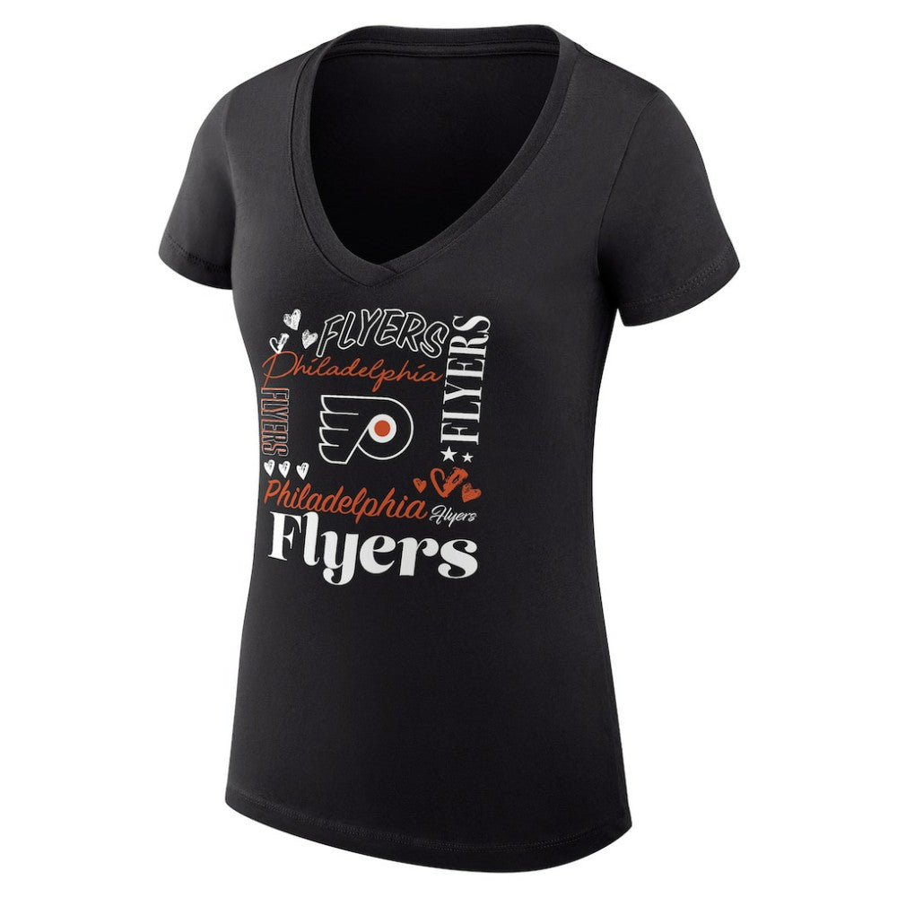 Philadelphia Flyers G-III 4Her by Carl Banks Women's Super-Slim Fit Lightweight Collage Team Graphic T-Shirt Black