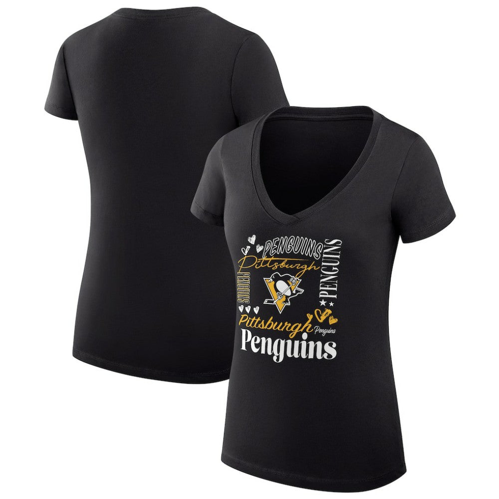 Pittsburgh Penguins G-III 4Her by Carl Banks Women's Super-Slim Fit Lightweight Collage Team Graphic T-Shirt Black