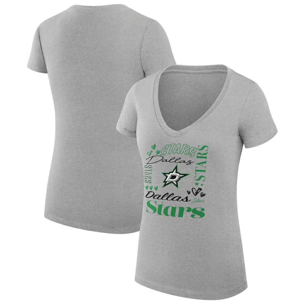 Dallas Stars G-III 4Her by Carl Banks Women's Super-Slim Fit Lightweight Collage Team Graphic T-Shirt Heather Gray