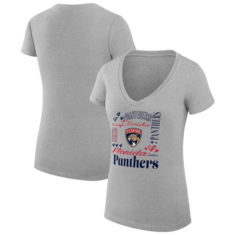 Florida Panthers G-III 4Her by Carl Banks Women's Super-Slim Fit Lightweight Collage Team Graphic T-Shirt Heather Gray