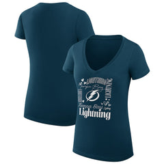 Tampa Bay Lightning G-III 4Her by Carl Banks Women's Super-Slim Fit Lightweight Collage Team Graphic T-Shirt Blue