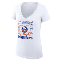 New York Islanders G-III 4Her by Carl Banks Women's Super-Slim Fit Lightweight Collage Team Graphic T-Shirt White