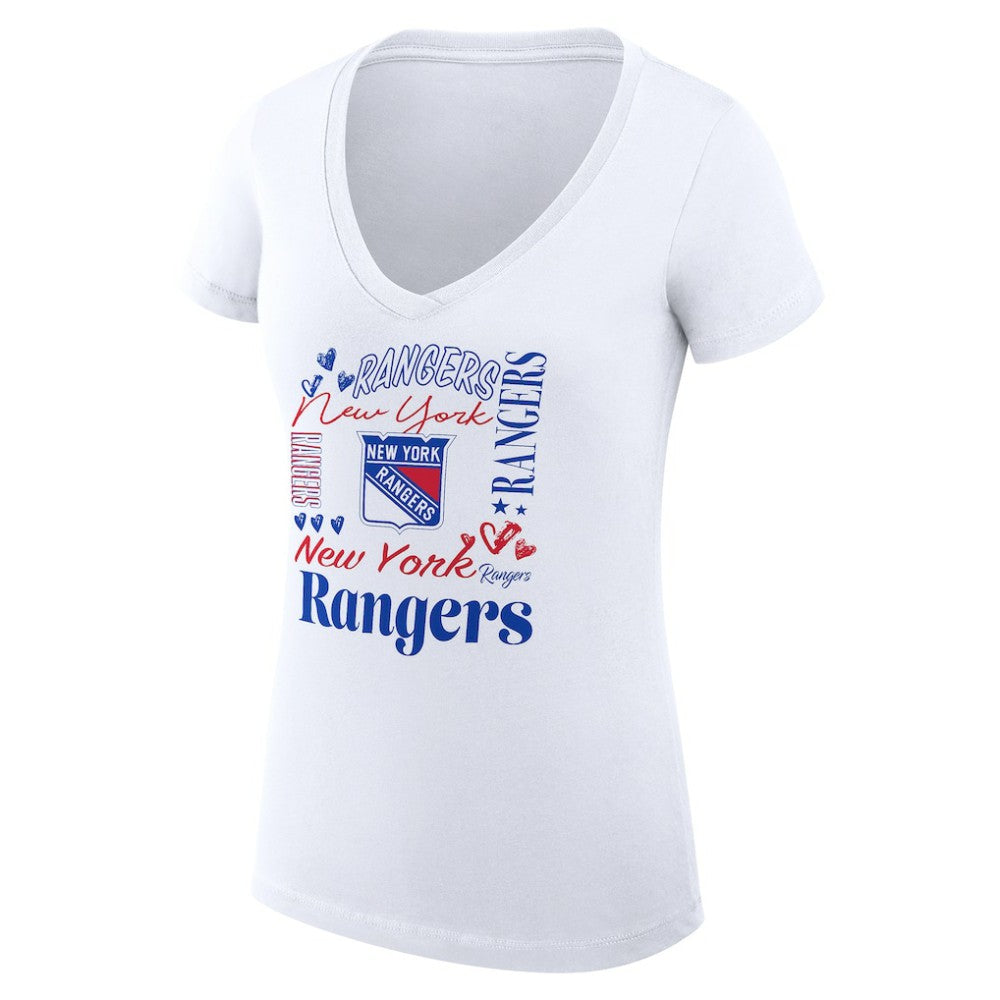 New York Rangers G-III 4Her by Carl Banks Women's Super-Slim Fit Lightweight Collage Team Graphic T-Shirt White